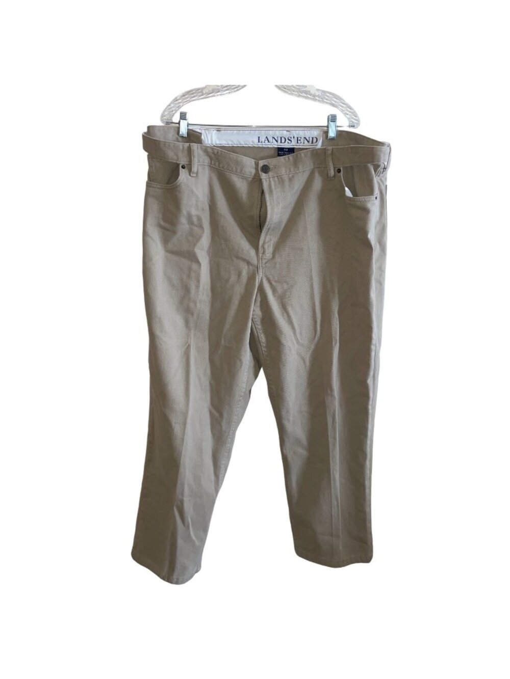 Lands End Mens Traditional Fit Khaki Pants Size 42 Elastic Waistband